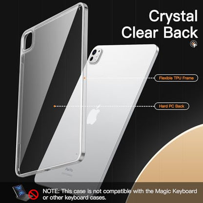 JETech Clear Case for iPad Pro 13-Inch M5/M4 (2025/2024), Anti-Yellowing Transparent Shockproof Slim Tablet Back Cover with Hard PC Back and Soft TPU Bumper - size: iPadPro13(2025/2024)