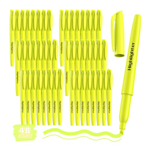 48 Count Yellow Highlighters Bulk - Chisel Tip, No Bleed & Quick Dry, Ideal for Note Taking, Studying, School, Office, Student & Teacher Supplies - color: Yellow
