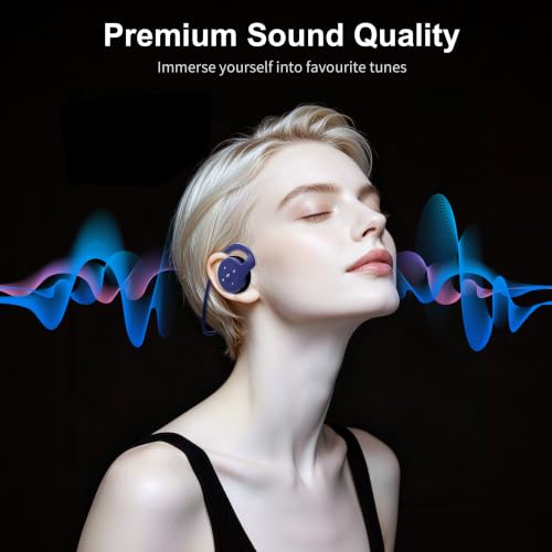 itayak Behind The Head Headphones, Wrap Around Head Small Bluetooth Headphones Lightweight Foldable Wireless Sports Sweatproof Headset with Microphone & Carrying Case - color: Blue