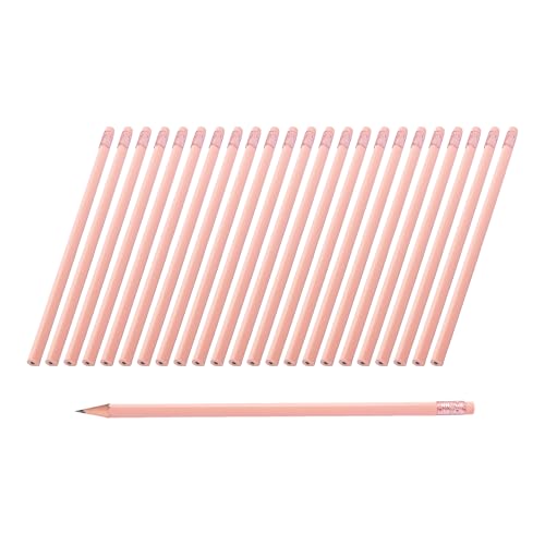 24Pcs HB Graphite Triangular Grip Wood Pencils with Eraser for School, Drawing and Sketching, and Office Use(Pink) - color: Pink