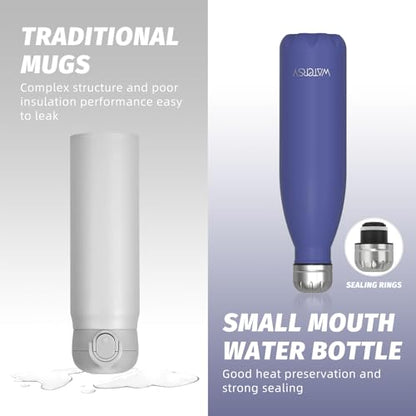 WATERSY Stainless Steel water bottles,17oz/500ml Insulated Water Bottles,Deep Blue metal water bottle Keeps Drink Cold and Hot,BPA Free kids water bottles for School,Gym,Travel,Sports - color: Deep Blue
