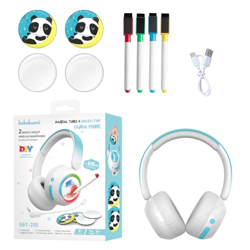 Kids Bluetooth Headphones, Lightweight Wireless Headphones for Kids, 75/85/94dB Volume Limited, Bluetooth 5.4, Over-Ear Toddler Headsets Detachable Mic fot School/Travel/Tablet (Panda) - style: Panda