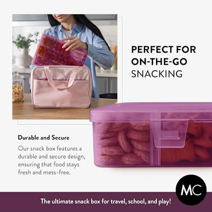 Large Kids Snack Box Containers Set of 2 -100 Labels, BPA-Free, Adjustable Compartments, Dishwasher Safe, Reusable Tray, Food Grade, Meal Prep Container, PARENT TESTED PARENT APPROVED AWARD (Purple) - color: Purple, size: Large