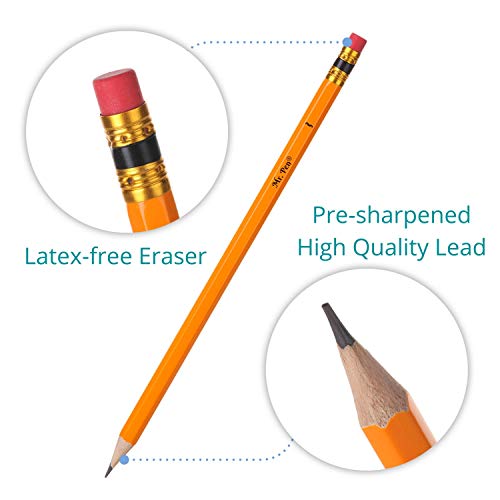 Mr. Pen- Pre-sharpened #2 HB Pencils, 12 Pack, Double-Hole Metal Sharpener | Vinyl Eraser, 2 Pencils with Erasers for Kids, Students, School Supplies