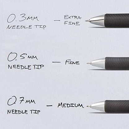 Pentel® EnerGel™ Deluxe RTX Retractable Liquid Gel Pens, Fine Point, 0.5 mm, 54% Recycled, Blue Barrel, Black Ink, Pack Of 12 Pens - color: Black, size: 12 Count (Pack of 1)