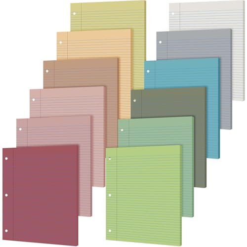 PerKoop 600 Sheets Colored Loose Leaf Paper 8.5" x 11" college ruled Lined 3 Hole Punched notebook Filler Paper for 3 Ring Binders Office School Supplies (Gemstone Color) - color: Gemstone Color