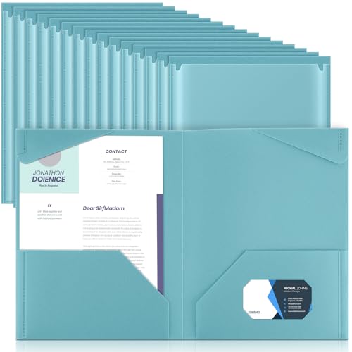 Henoyso 60 Pack Plastic Folders with Clear Front Pockets Bulk Heavy Duty File Folders with 2 Pockets and Card Slot for Student Teacher Back to School Supplies Office Presentation (Deep Blue) - color: Deep Blue