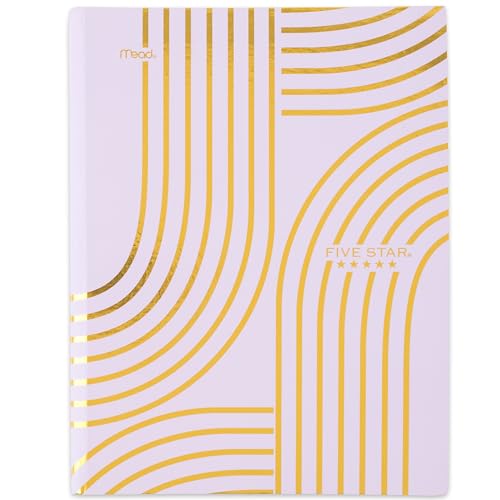 Five Star Composition Book, College Ruled Paper, 7-1/2" x 9-3/4", 80 Sheets, Hardcover, Lilac and Metallic Gold Arches (850111F-AMZ) - color: Metallic Gold Arches