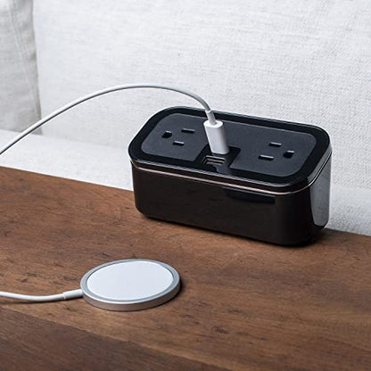 CubieMini - Tabletop Power Strip Charging Station with Outlets and USB Ports - color: Gloss Black
