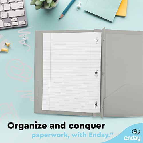 Plastic Folders with Pockets and Prongs Grey - Two Pocket Folder with Brads - 3 Prong Folders with Pockets for Letter Size Sheets, Also Available in Blue, Green, Red, Pink, and Purple, 1 Pc –by Enday - color: Grey, size: 1