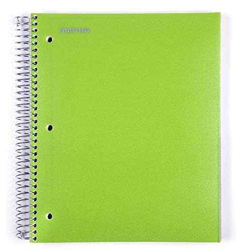 Mintra Office Durable Spiral Notebooks, 5 Subject (Green, Wide Ruled 1pk) - color: Green, size: Wide Ruled 1pk