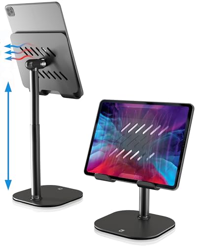 COOPER TabHolder, 7-10" Height Adjustable Tablet Stand, Premium iPad Stand for Desk, 270° Tilt iPad Holder for Desk, Tablet Holder, 15.6-17" Portable Monitor Support (Black) - color: A - Night Black