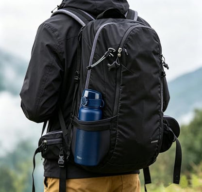 GOPPUS Insulated Water Bottle 20oz Stainless Steel BPA-Free Sports Bottle Ideal for School and Travel Silicone Spout Lid Prevents Leaks, Sweat, and Dust (Dark blue) - color: Dark Blue