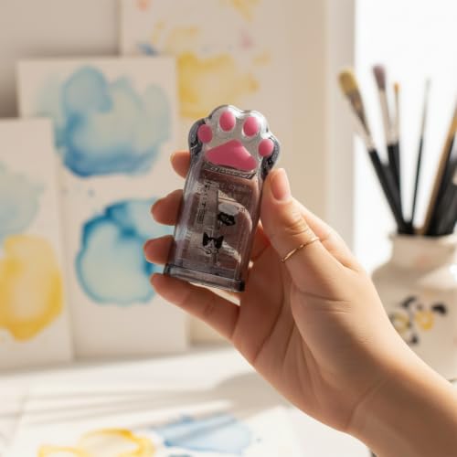 4Pcs Pink and Grey Manual Pencils Sharpeners Kids Cat Claw Pencil Sharpener Stationery with Lid for Office Home Supplies Pencil Sharpeners