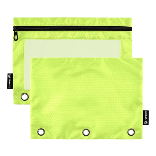 Gredecor Binder Pencil Pouch 3 Ring Lime Geen Zipper Pencil Pouches Case 2 Pack Clear Binder Organizer for School Office - color: Lime Geen