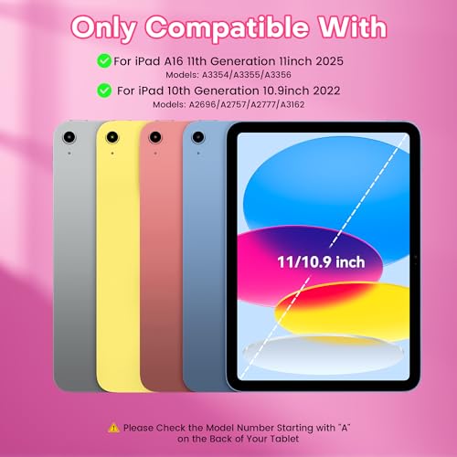 YBING for iPad A16 Case with Keyboard /11th Gen (2025) & iPad 10th Gen 10.9” (2022), 7-Color Backlit Detachable Keypad, 360° Rotating Magnetic Cover with Pencil Holder (Watermelon Red) - color: Watermelon Red