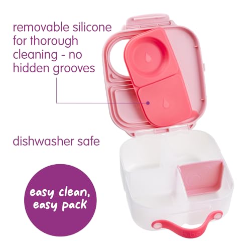 b.box Mini Lunch Box Kids | 4.25 Cup Leak Proof Bento Box for Kids Ages 3+ | 3 Compartment Snack Containers, School Lunch Container, Dishwasher Safe, BPA-Free, PFAS-Free - Flamingo Fizz - color: Flamingo Fizz, size: 1-pack