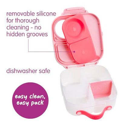 b.box Mini Lunch Box Kids | 4.25 Cup Leak Proof Bento Box for Kids Ages 3+ | 3 Compartment Snack Containers, School Lunch Container, Dishwasher Safe, BPA-Free, PFAS-Free - Flamingo Fizz - color: Flamingo Fizz, size: 1-pack