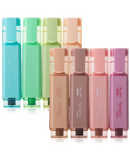 Mr. Pen- Highlighters, 8 Pack, Vintage Colors | Highlighters with Firm Chisel Tip, Quick Dry & Non-Toxic, No Bleed on Standard Paper, Ideal for Highlighting, Underlining - color: Vintage