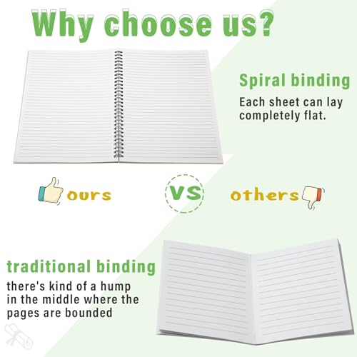 Fuutreo 6 Pack B5 Spiral Notebooks 10.5 x 7.45 Inch College Ruled Aesthetic Journal Kraft Hardcover 70 Sheets (140 Pages) Spiral Notebook for Office Students Work Journaling(Green Series,Forest) - color: Green Series