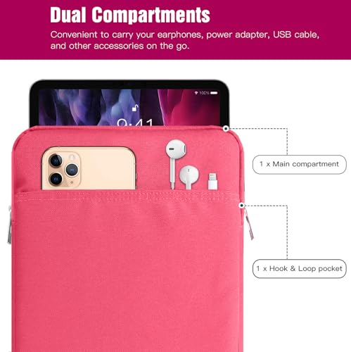 TiMOVO 9-11" Tablet Sleeve Bag, Rose Pink | Fit iPad 11" A16 2025 / 10.9"/10.2" / Air 11" 5/4 Gen / Galaxy Tab A9+/A11Plus 11", Fit Smart Keyboard - color: Rose Pink, size: 9-11 Inch