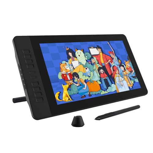 GAOMON PD1561 Drawing Tablet with Screen, Tilt Support & 10 Keys, 15.6" | Adjustable Stand, Battery-Free Pen with 8192 Pressure, Anti-Glare, Ideal for Artists, Designers, Animation, Works with Mac/PC - color: Black, size: 15.6 inch