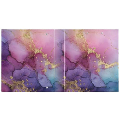 Purple Pink Blue and Gold Marble Binder 3 Ring 1.5 Inch Binder with Clipboard&Pockets, Hardcover Binders Heavy Duty Large File Folder for Office School Supplies - Holds 200 Sheets - color: Purple Pink and Gold Marble, size: 1 Pack-12.4x10.63in