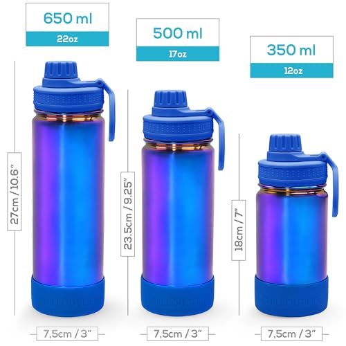 CHILLOUT LIFE 12oz Kids Insulated Stainless Steel Water Bottle with Leak Proof Spout Lid & 144 Stickers - color: Magic Blue, style: 12 oz