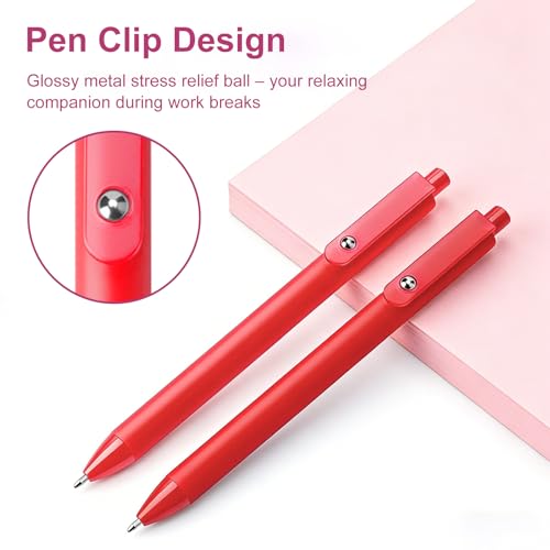 10 Pack Fidget Pens for Adults, Anxiety Relief Ballpoint Pens, 1mm Smooth Writing for Journaling and Bible Study, Soft Rubber Barrel, Sensory Office and School Supplies（Red） - color: Red