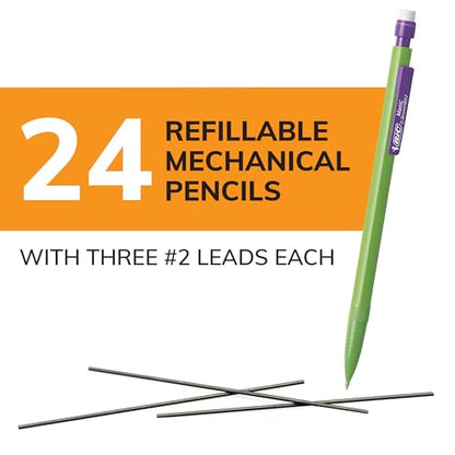 BIC Xtra Strong Mechanical Pencils with Erasers, Thick Point (0.9mm), 24-Count, Mechanical Pencils for School or Office Supplies (Pack of 2) - size: 24 Count (Pack of 2)