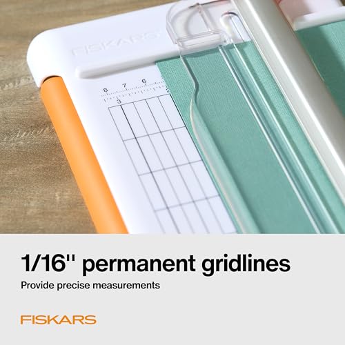 Fiskars Compact Rotary Paper Trimmer - 12" Cut Length - Portable Size with Extendable Base Deck - Self-Sharpening Blade - Scrapbooking Tool