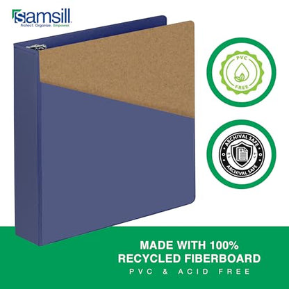 Samsill Durable 2 Inch Binder, D Ring Binder, Customizable Clear View Cover, Midnight Blue, Holds 475 Pages