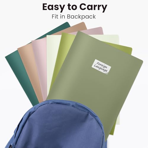 Sooez 6Pack Folders with Pockets, Pocket Folders with Extra Labels, Plastic Folders with Pockets, 2 Pocket Folders Bulk, Heavy Duty File Folders, School Folders Business Folder Office Filing Supplies - color: Green Colors