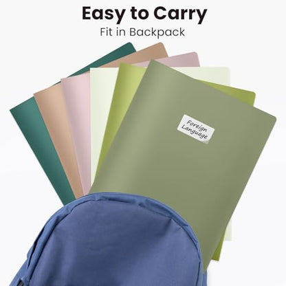 Sooez 6Pack Folders with Pockets, Pocket Folders with Extra Labels, Plastic Folders with Pockets, 2 Pocket Folders Bulk, Heavy Duty File Folders, School Folders Business Folder Office Filing Supplies - color: Green Colors
