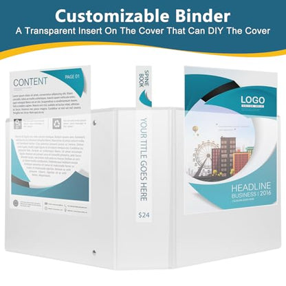 CIXILDTS 3-Inch 3 Ring Binder, Standard 3" Slant-D Ring Binder Fit Letter Size Paper, Presentation View Binders, White, 6-Pack - color: White, size: 3", style: 6-Pack