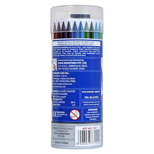 DOMS Plastic Crayon 28 Shades Round Tin