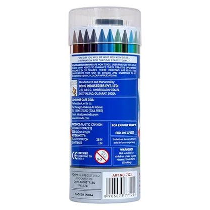 DOMS Plastic Crayon 28 Shades Round Tin