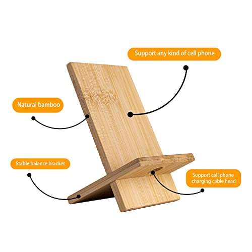 Healfyya Bamboo Tablet Holder - Adjustable Folding iPad Stand with Charge Port for Desk or Cooking - color: Phone Stand