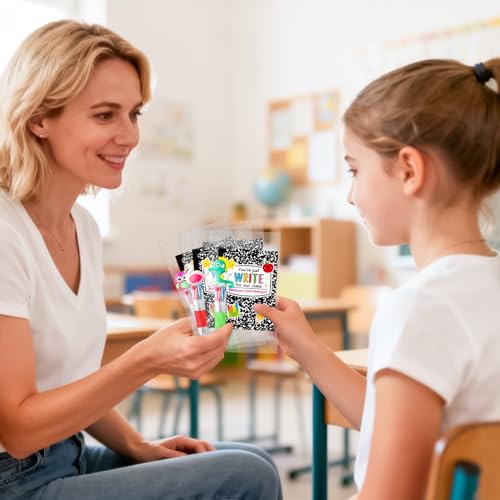 ANGOLIO Back to School Gifts for Students - 28 Sets First Day of School Gifts Include Animal 4 in 1 Multicolor Ballpoint Pens with Greeting Cards for Classmate Teacher Classroom Reward Party Supplies - style: Back to School Cute Animals