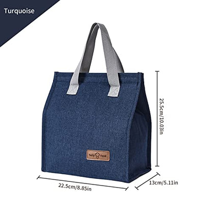 2Pcs Blue Lunch Bag Insulated, Lunch Box Bag, Reusable Lunch Tote Bag | small lunch tote,tasty food lunch bag,small cooler bag,Lunch Box Container Bag Insulated for Women, Men, Work, Office, Travel - color: Blue