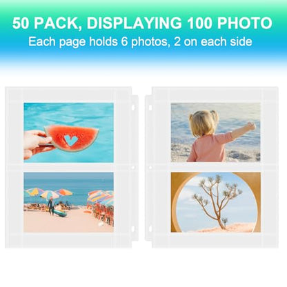 Aegero 25 Pack 4 x 6 Photo Sleeves for 3 Ring Binder(100 Pictures), Heavy-Duty Archival Photo Page Protectors, Clear Picture Album Refill Pages Holds, Acid-Free - size: 4x6inch-2pocket, style: 25 pack