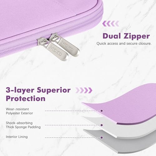 MoKo 9-11 Inch Padded Tablet Sleeve Protective Carrying Case for 11" iPad Air M4 2026, iPad A16/Pro 11 M5, i-Pad 10th/Air 5/4th 10.9, iPad9/8. 10.2, Tab S8/S9 11, Tablet Bag with Handle, Lilac - color: Lilac, size: 9-11 Inch
