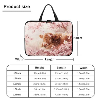 10 Inch Cherry Blossom Cow Laptop Sleeves, Lightweight Computer Tote Bag Tablet Carrying Case Neoprene Laptop Cover Handbag Briefcase Shoulder Bag for Travel/Business/School - color: Cherry Blossom Cow, size: 10 Inch
