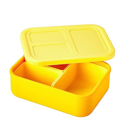 LunchBots Build -a- Bento Lunch Box, Silicone Bento Box for Kids, Multi-Compartment Lunch Container, Oven & Dishwasher Safe, BPA Free, 28 oz - Yellow - color: Solid Yellow