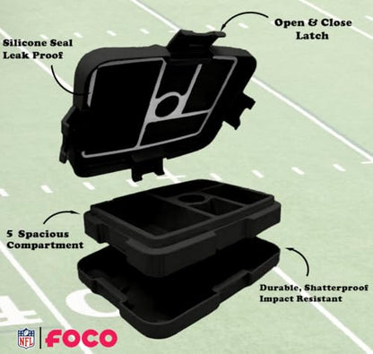 FOCO NFL Unisex-Adult Officially Licensed 2-Tone Big Logo Team Color Football Leak Proof 5 Compartment Bento Lunch Box - Las Vegas Raiders - color: Las Vegas Raiders