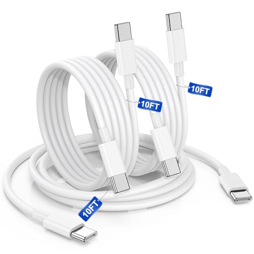 USBC to USBC Cable for iPhone 17 16 15, 10FT 3Pack 60W Long Charger Cord Type C Fast Charging for iPhone 17 Air/16e/17/16/15(Pro Max,Pro,Plus), iPad,Samsung Galaxy S25,S24,S23,S22 Ultra,Android Phone