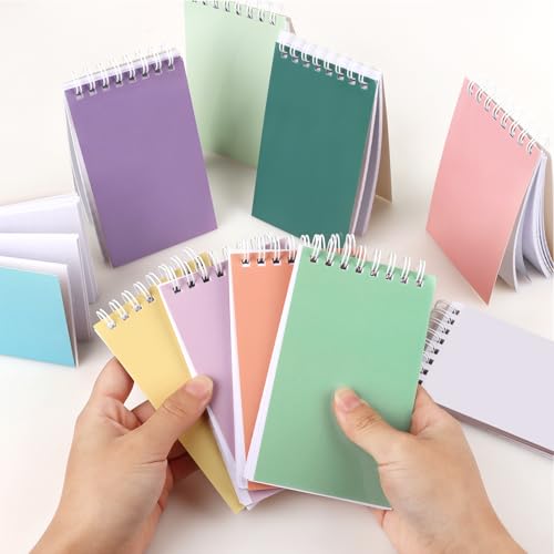 Atiloy 24 Packs Pocket Notebook Mini Notebooks Bulk Small Spiral Notepad for Work, Home, Office, School, Gifts, 8 Colord - style: Multicolor