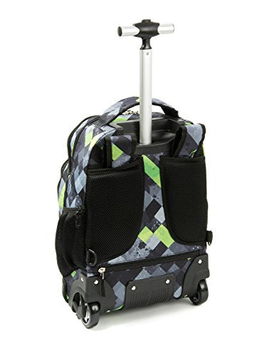 Tilami Rolling Backpack Armor Luggage School Travel Book Laptop 18 Inch Multifunction Wheeled Backpack for Kids and Students - color: Green Plaid