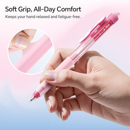 WRITECH Switch Gel Ink Pens: 0.5mm Black Ink Pen Retractable Silent and Clicky Soft Grip Fine Point Pen for Journaling Smooth Writing Quick-dry No Bleed 5ct - color: Black-B