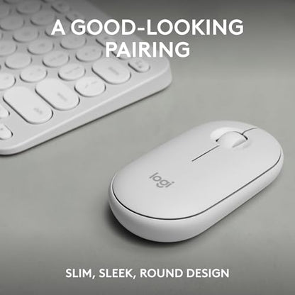Logitech Pebble 2 Combo, Wireless Keyboard and Mouse, Quiet and Portable, Customizable, Logi Bolt, Bluetooth, Easy-Switch for Windows, macOS, iPadOS, Chrome - Tonal White - color: White